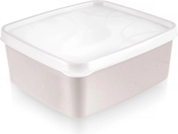 Caja de plástico para alimentos con tapa 650 ml beige