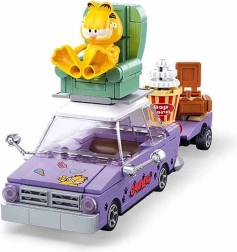 Sluban La alocada conducción de Garfield – set de construcción de coche con remolque