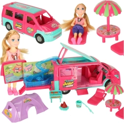 Caravana de camping para muñecas con accesorios y piscina