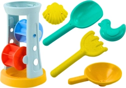 Set de juguetes para la arena con molino, pala, rastrillo y moldes