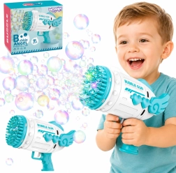 Pistola de burbujas Woopie Bubble Angel con 91 orificios, azul