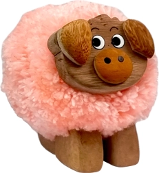 Figura de madera con pompón - cerdo