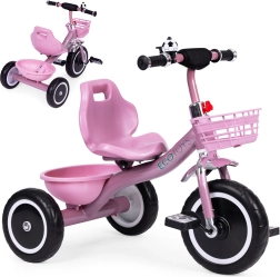 Triciclo infantil con empuñaduras antideslizantes, timbre y cestita, rosa ECOTOYS