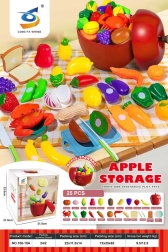Set de frutas y verduras para cortar en una manzana