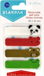 Pestañas adhesivas índice con animales, 4 colores