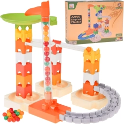 Kit de construcción de pista de canicas de 63 piezas con lanzador y canicas de colores