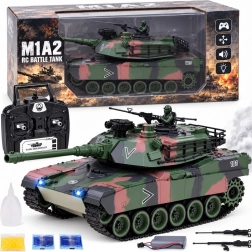 Tanque Abrams M1A1 RC con control remoto 2,4 GHz 45 cm – disparo, humo, sonido y luces