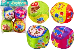 Juego de pelotas educativas blandas y coloridas con sonajero, 4 uds