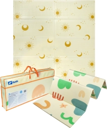 Gran alfombra de espuma HUMBI XPE plegable y reversible 200 × 180 cm con motivos de sol y luna