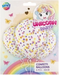 Globos con confeti 30 cm, 6 uds