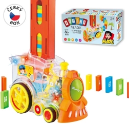 Locomotora transparente con dominó y luz para niños