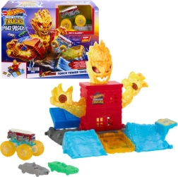 Hot Wheels Monster Trucks Arena Smashers – Torre de fuego set de juego con coches