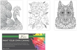 Lienzo preimpreso para pintar 20 × 15 cm – lobo, pavo real y ramo