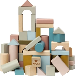 Bloques de madera pastel para niños 60 uds Micki