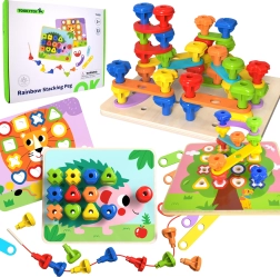 Tooky Toy tablero multifuncional con tornillos de colores para aprender formas