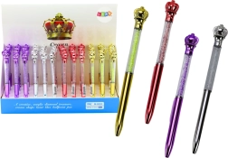 Bolígrafo con corona y piedras brillantes, tinta azul 0,7 mm, surtido de colores