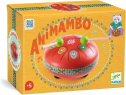 Djeco Animambo tambor de lengüetas rojo con partituras