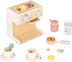 Cafetera de madera para niños con accesorios