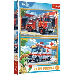 Set de puzles 2×24 piezas – camión de bomberos y ambulancia