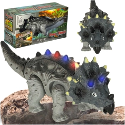 Dinosaurio triceratops interactivo a pilas con sonidos y luces