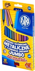 Lápices de colores metálicos Astra pastel 12 uds con sacapuntas
