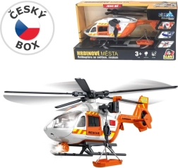 Helicóptero de rescate con cabrestante y efectos de luz