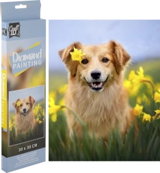 Pintura de diamantes Grafix perro entre narcisos 30 × 30 cm