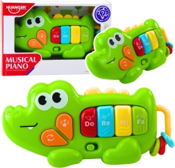 Pianito musical interactivo cocodrilo para niños pequeños – verde