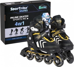 Set infantil 4 en 1 de patines: en línea, quads y de hielo – talla 39–43 – Amarillo