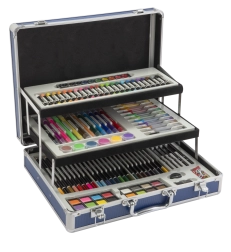 Maletín metálico plegable de pintura – set artístico completo de 140 piezas