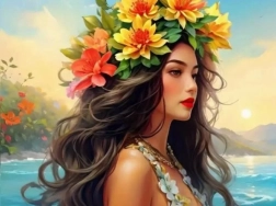 Pintura de diamantes: chica junto al mar 30 × 40 cm