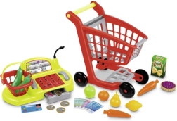 Carrito de compras con accesorios y caja registradora para niños