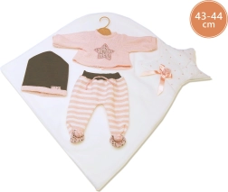 Llorens conjunto para muñeca New Born 43–44 cm, set de 3 piezas con mantita