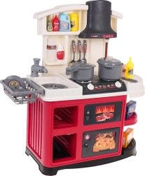 Cocina infantil interactiva con agua y sonidos, 52 piezas – Červená