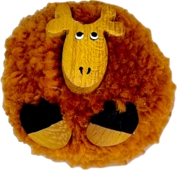 Imán de madera con pompón jirafa – decoración hecha a mano