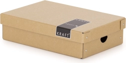 Caja de almacenamiento laminada con tapa, kraft natural, pequeña 35,5 × 24 × 9 cm