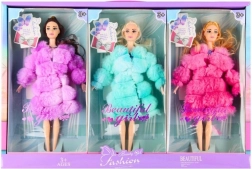 Muñeca con abrigo de piel sintética de 29 cm – muñeca de moda para juegos creativos