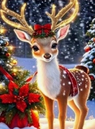 Norimpex Pintura por números Reno navideño en invierno 40 × 50 cm