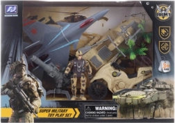 Set militar con caza, moto y moto acuática