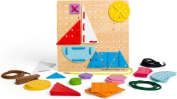 BIGJIGS TOYS juego de cordones de madera – formas geométricas