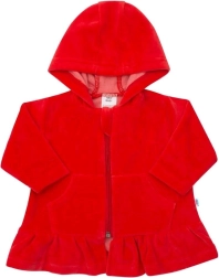 Sudadera infantil de efecto aterciopelado con capucha New Baby roja