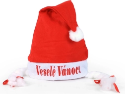 Gorro navideño con trenzas blancas