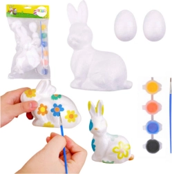 Set para pintar decoraciones de poliestireno: Conejo y 2 huevos