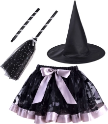 Disfraz de bruja para niños con escoba – negro