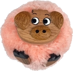 Imán de madera con pompón – cerdo