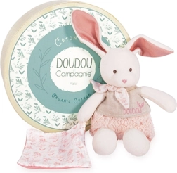 Set de regalo - conejito de peluche con mantita rosa de algodón BIO