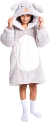 Cozy Noxxiez cálida manta sudadera con capucha conejo para niños 7–12 años