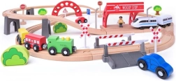 Set de tren de madera con locomotora eléctrica