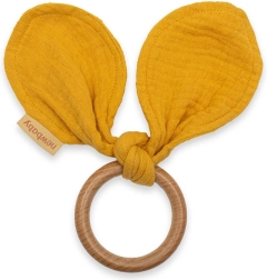 Mordedor con pañal de muselina New Baby Ears mustard