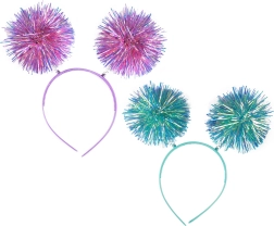 Diadema de fiesta con bolas pom-pom brillantes